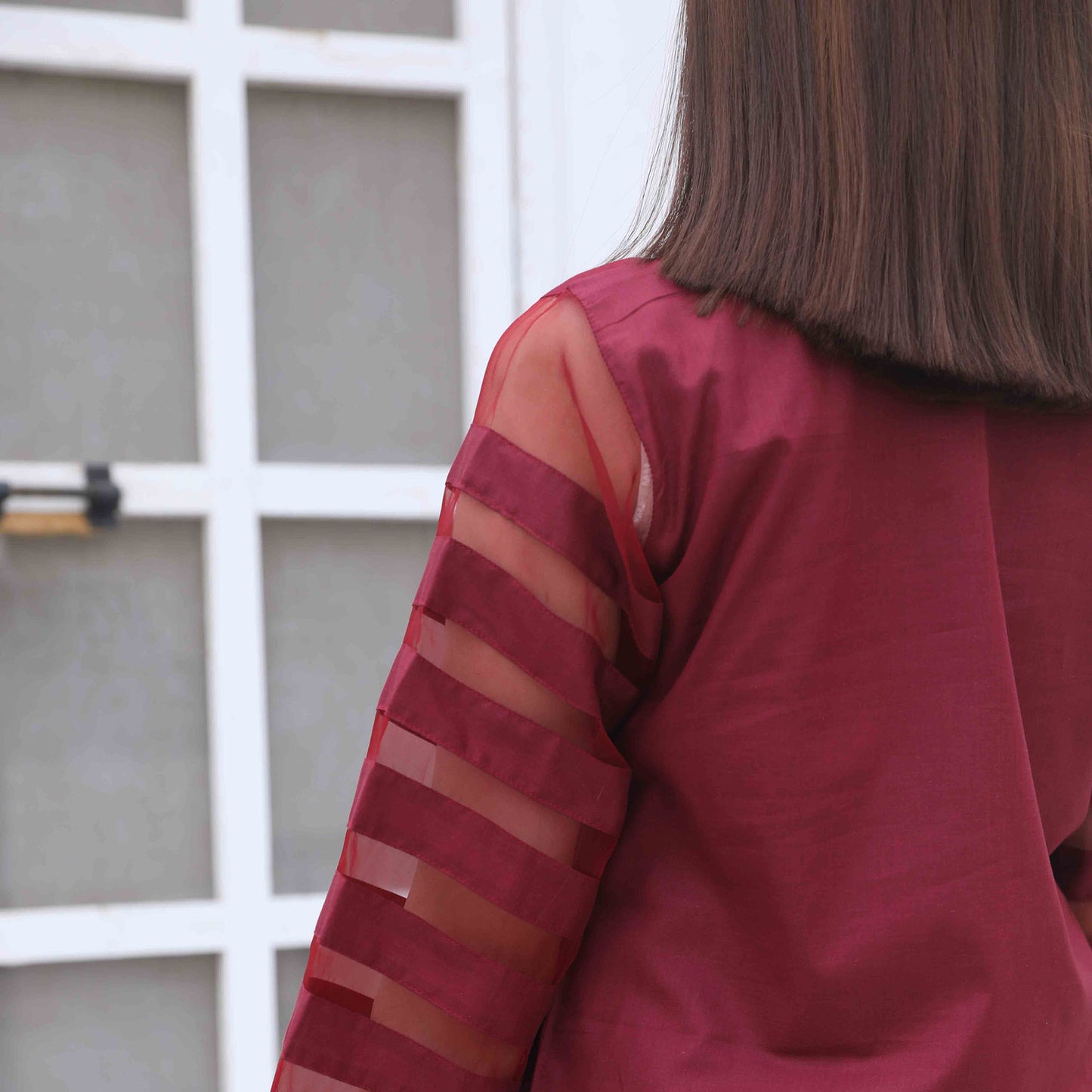 Amber Organza-Maroon