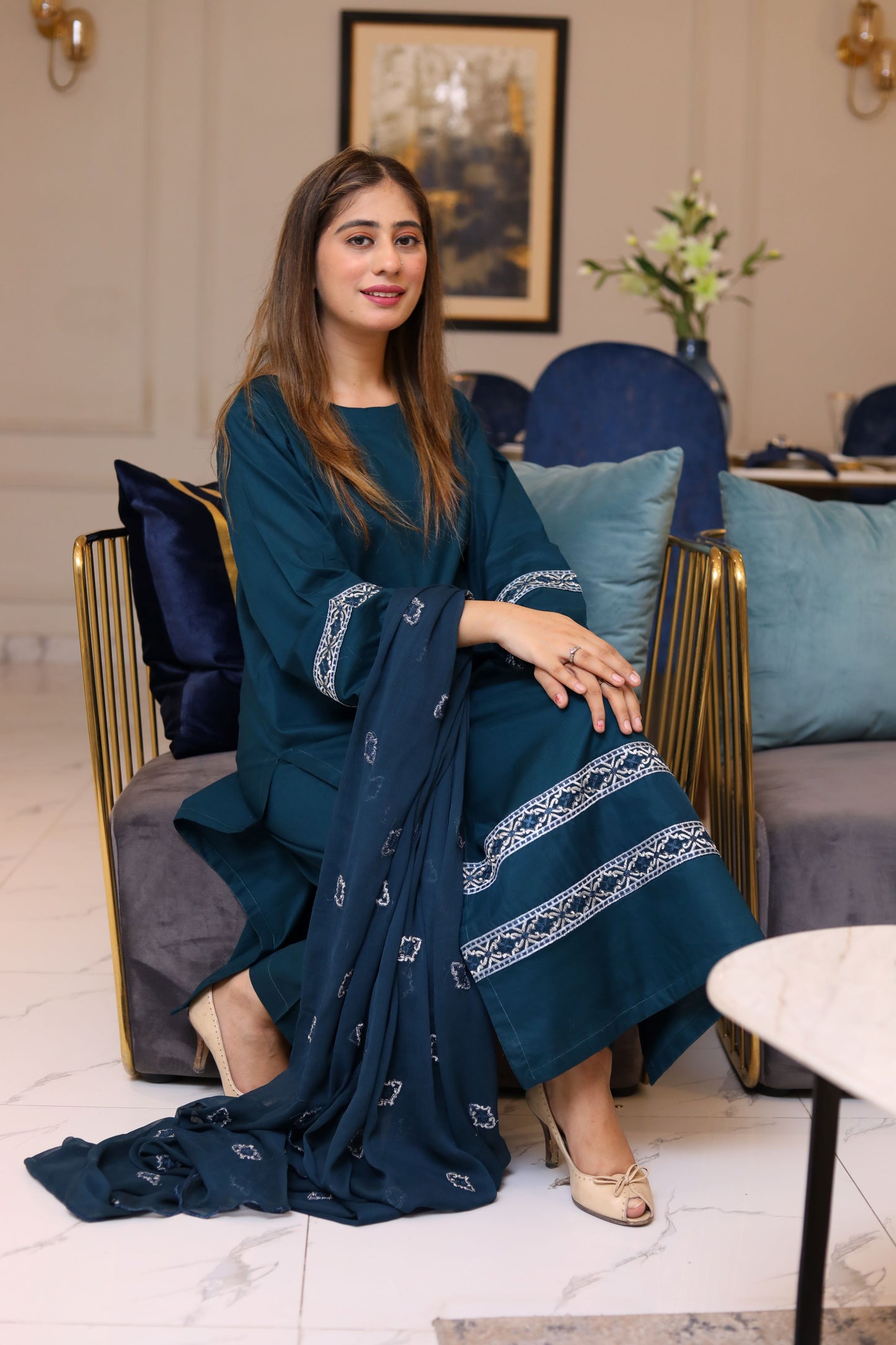 3 Piece - EMBROIDERED LAWN SUIT ZINC