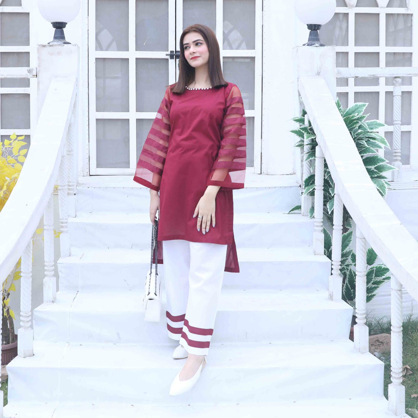Amber Organza-Maroon