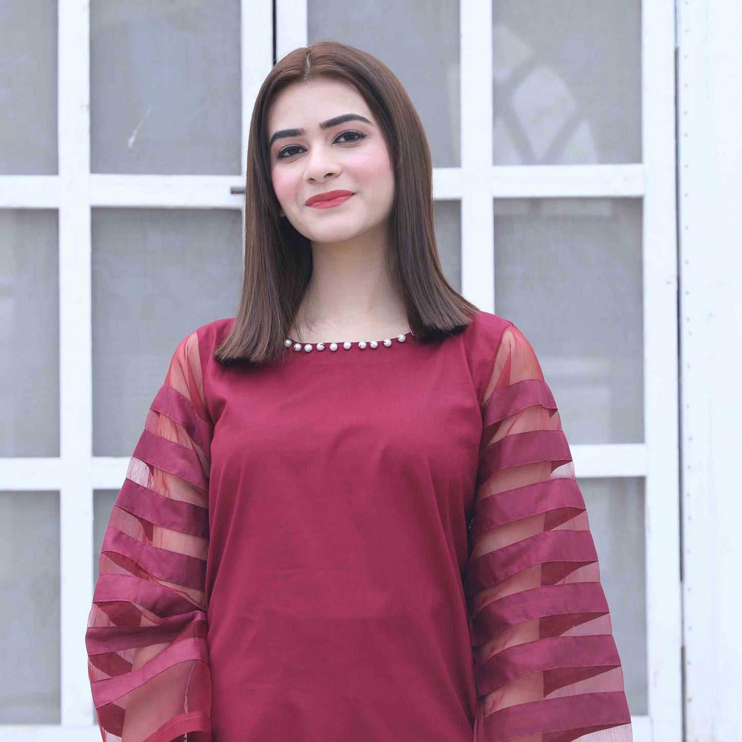 Amber Organza-Maroon