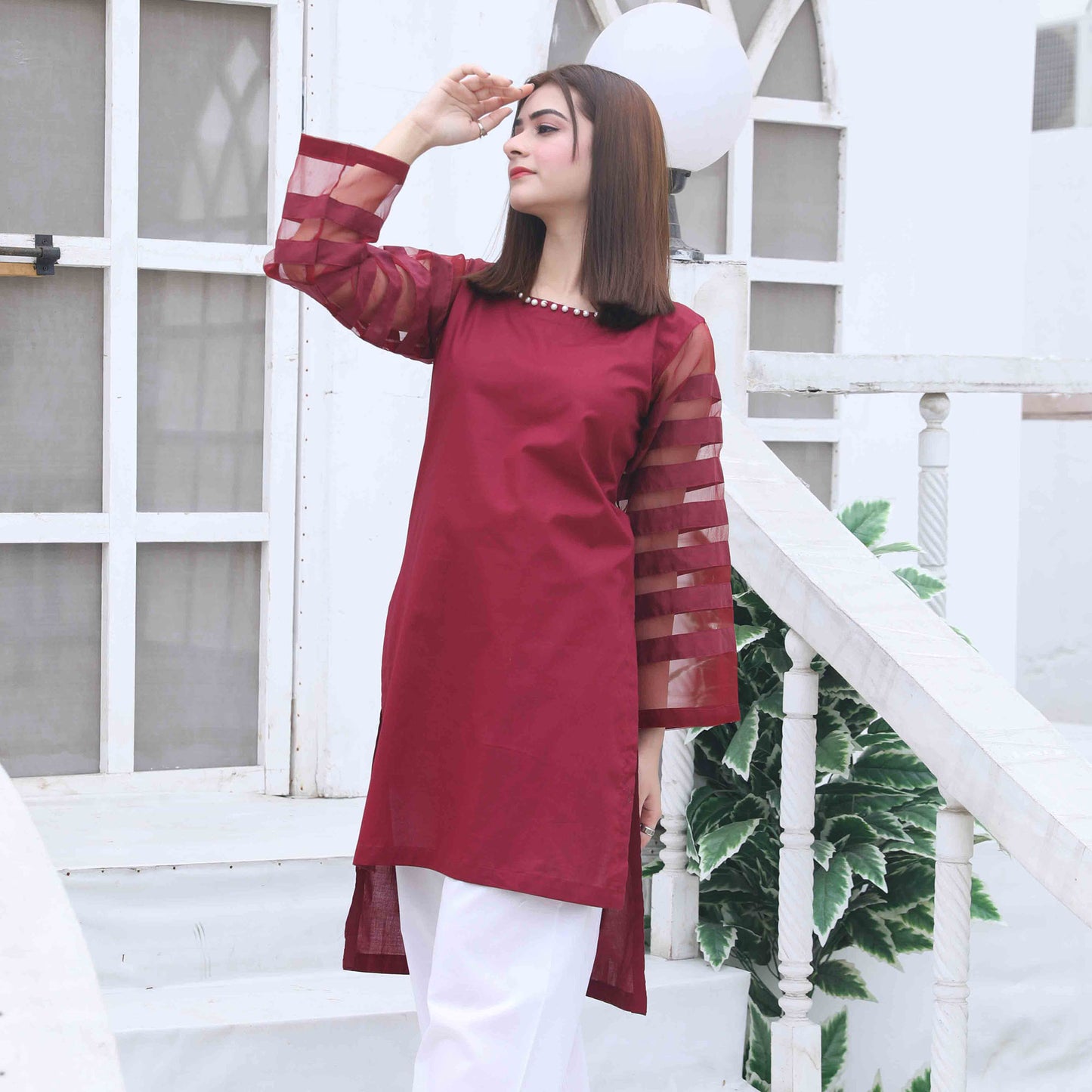 Amber Organza-Maroon