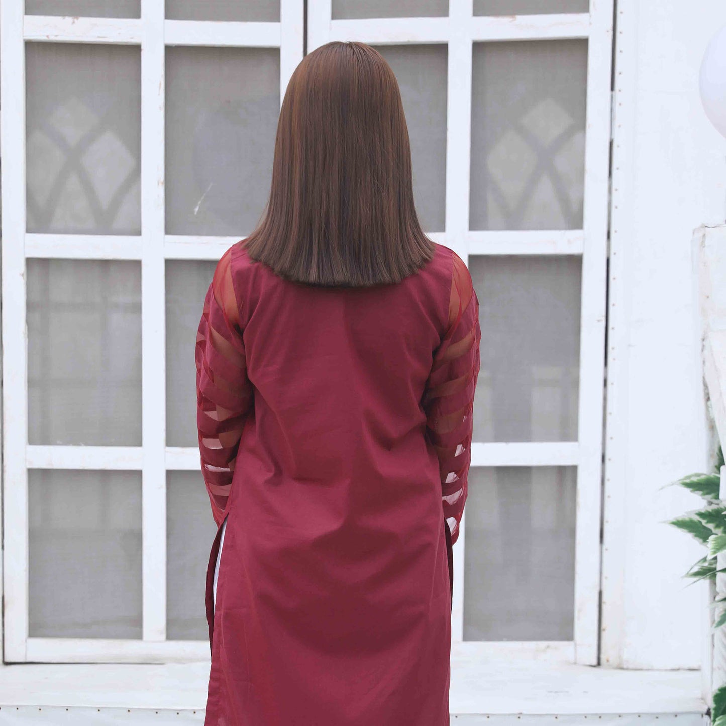 Amber Organza-Maroon