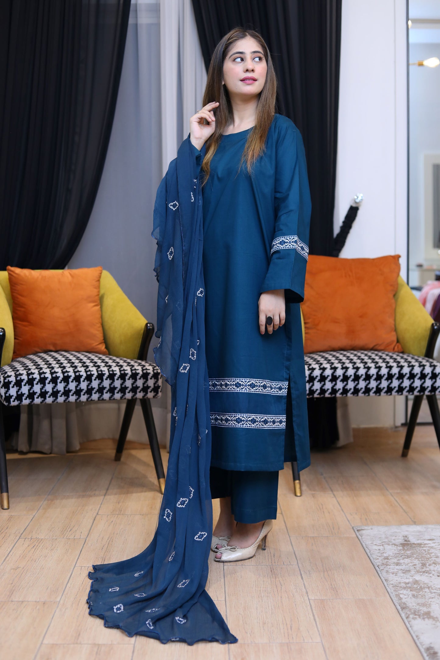 3 Piece - EMBROIDERED LAWN SUIT ZINC