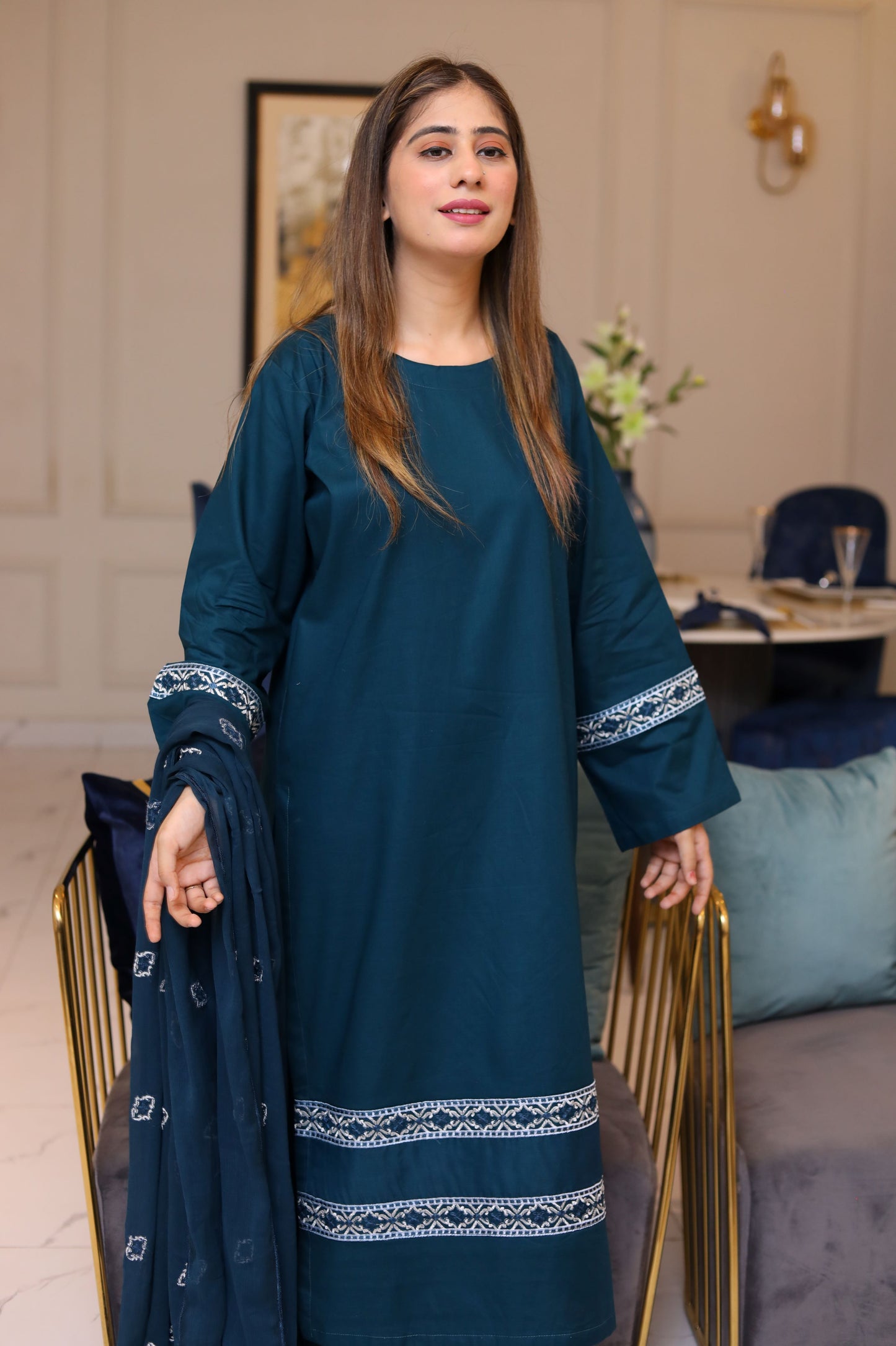 3 Piece - EMBROIDERED LAWN SUIT ZINC