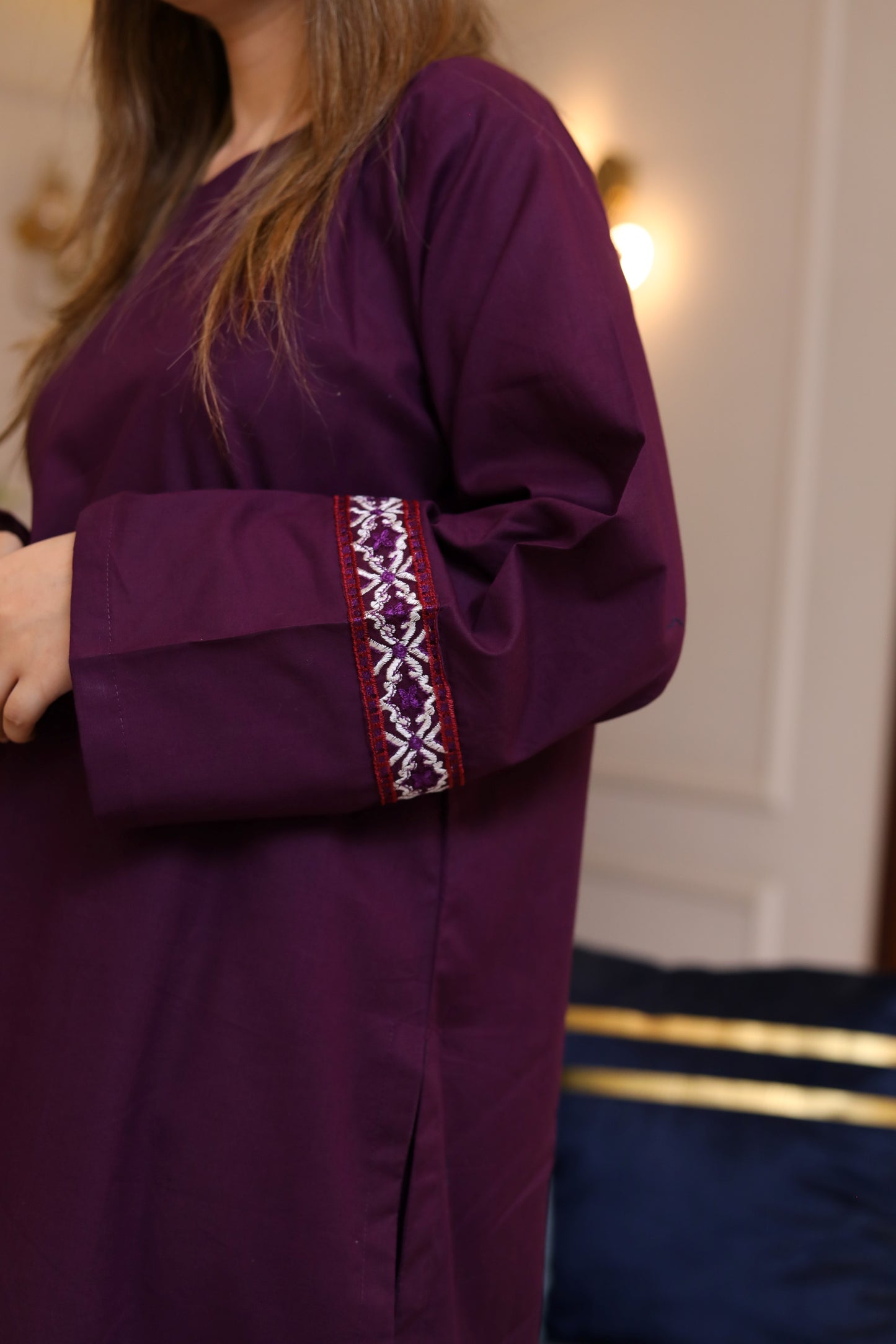 3 Piece - EMBROIDERED LAWN SUIT PURPLE