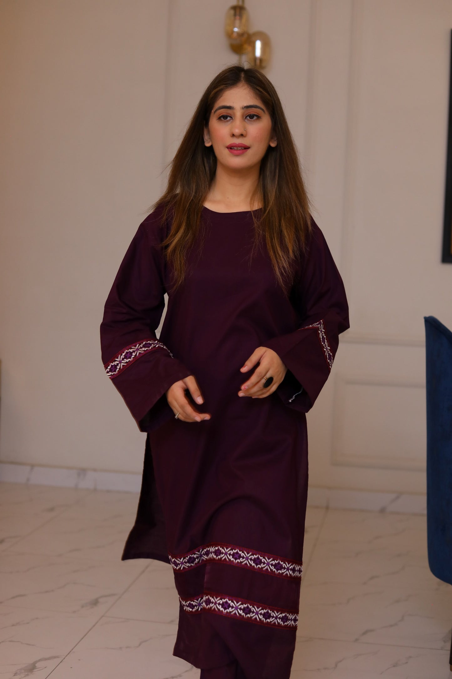 3 Piece - EMBROIDERED LAWN SUIT PURPLE