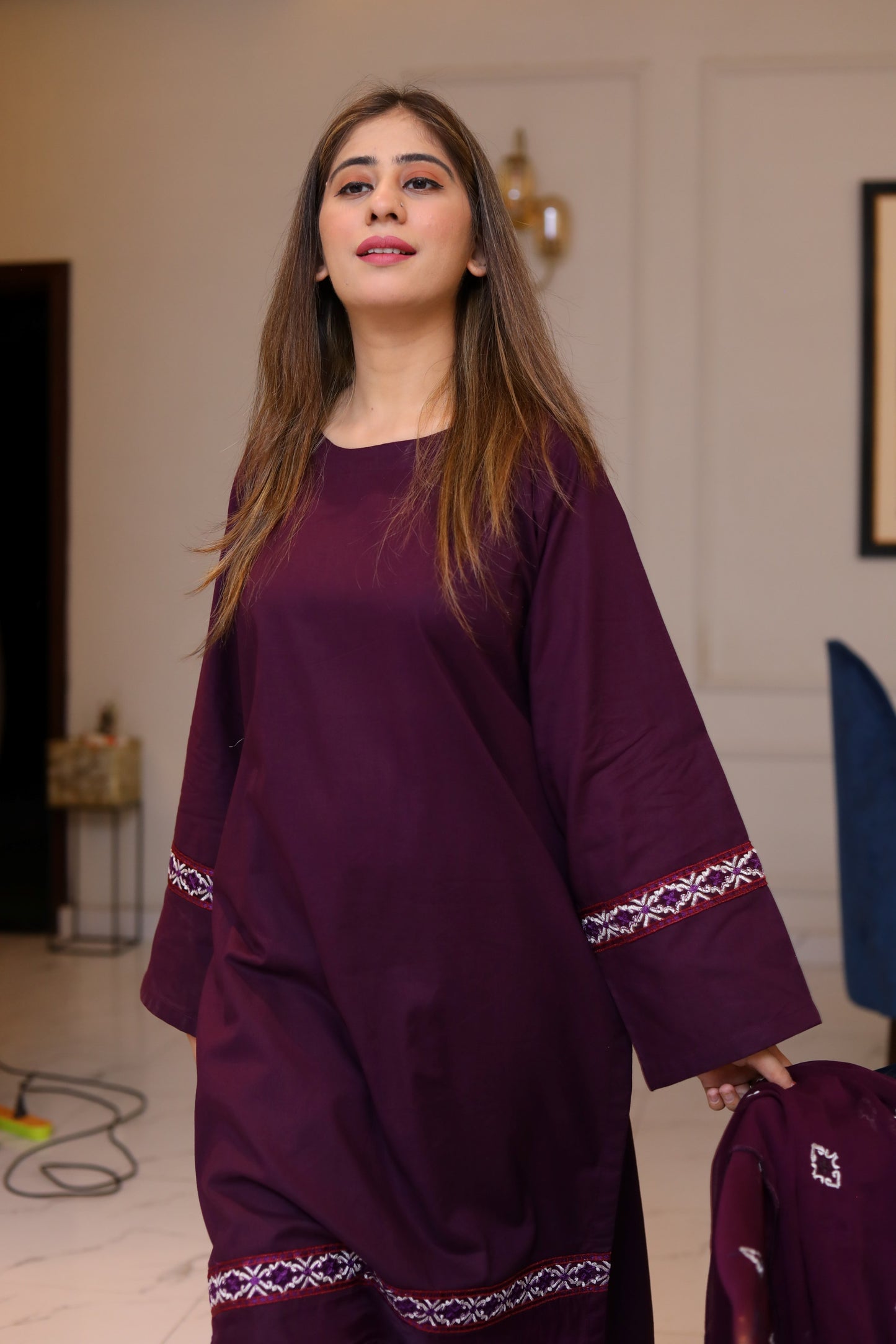 3 Piece - EMBROIDERED LAWN SUIT PURPLE